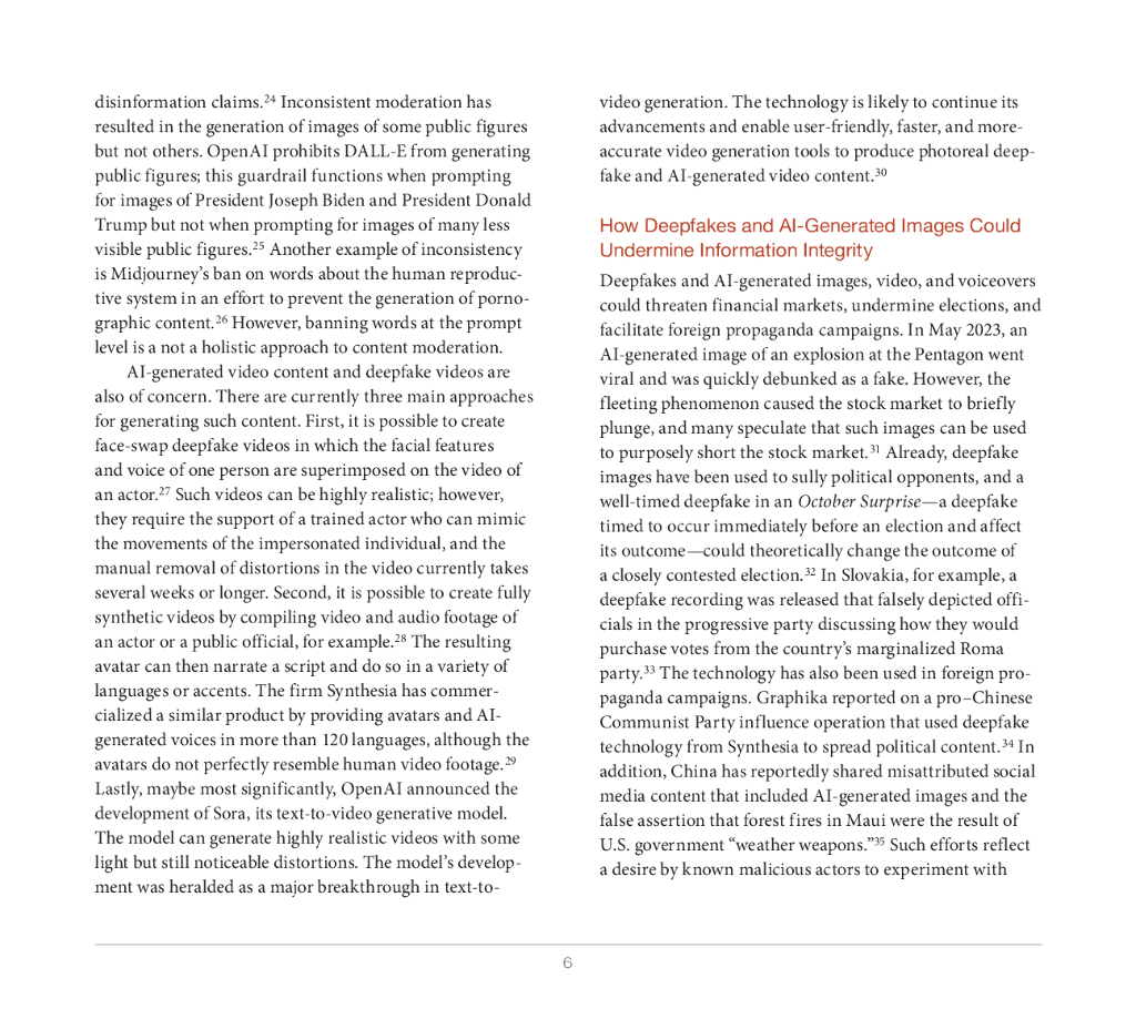 Rand兰德：2024年生成式人工智能对信息完整性的威胁及潜在政策回应报告（英文版）_第6页