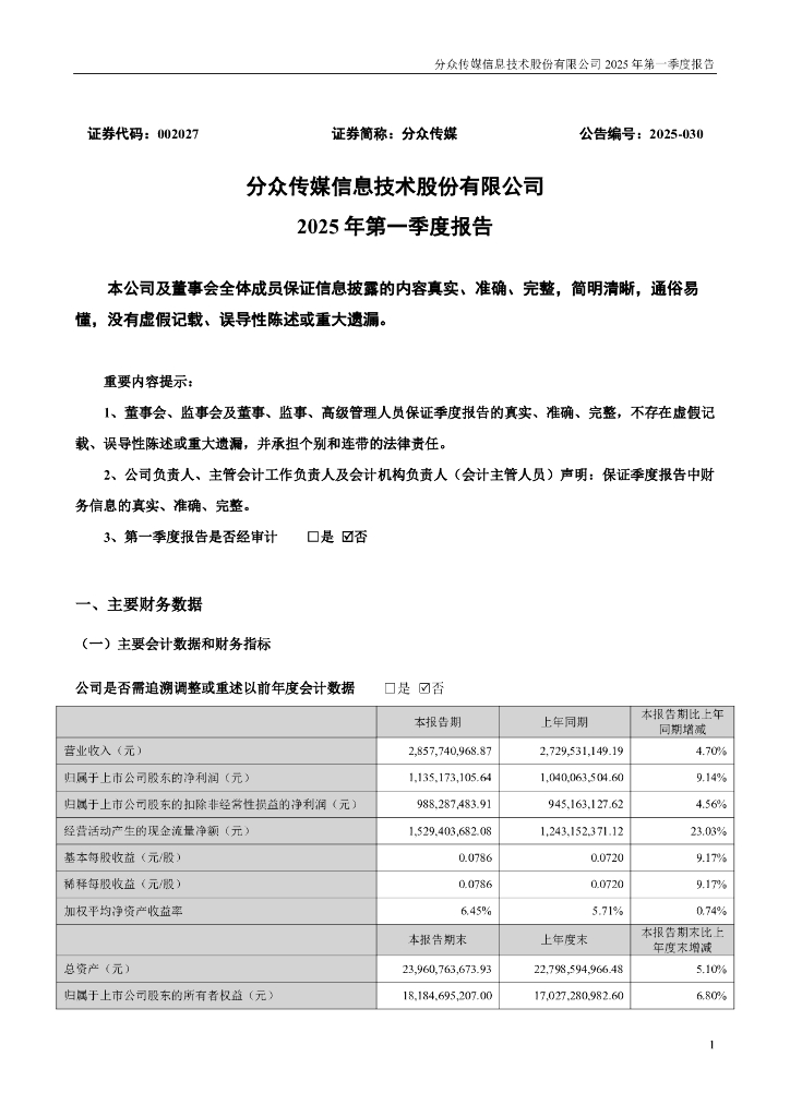 002027-分众传媒：2025年一季度报告