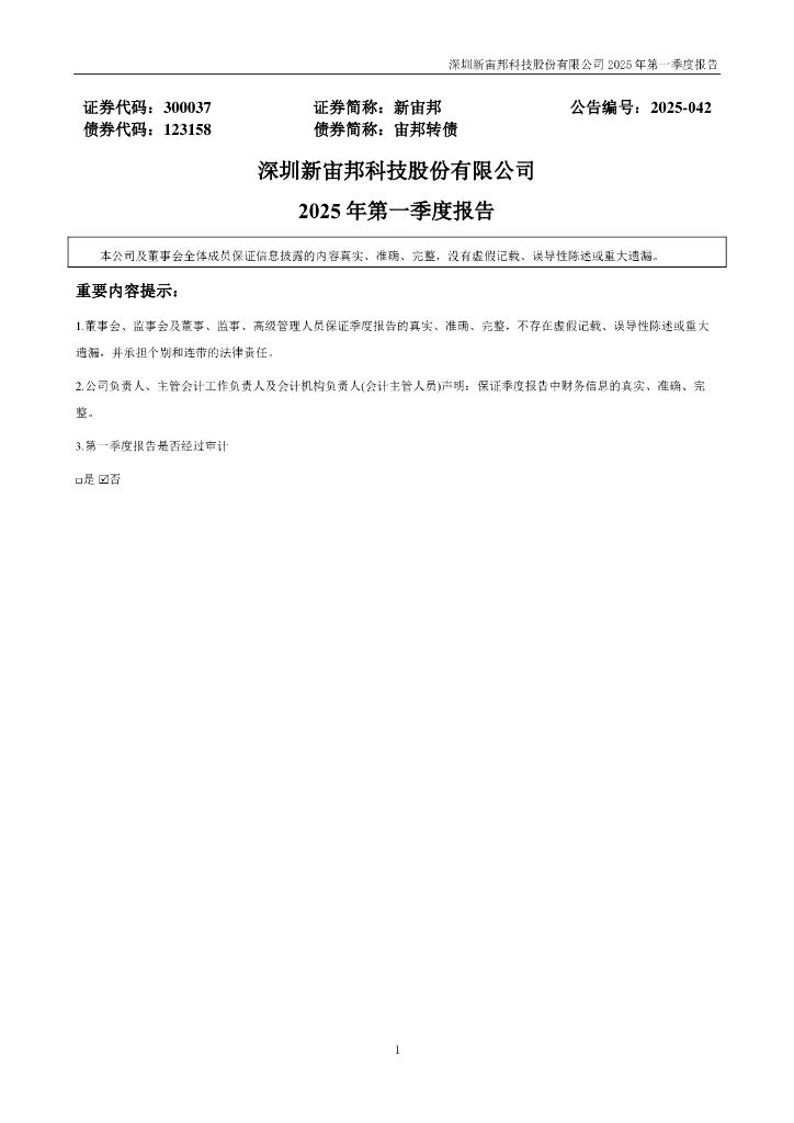 123158-新宙邦：2025年一季度报告