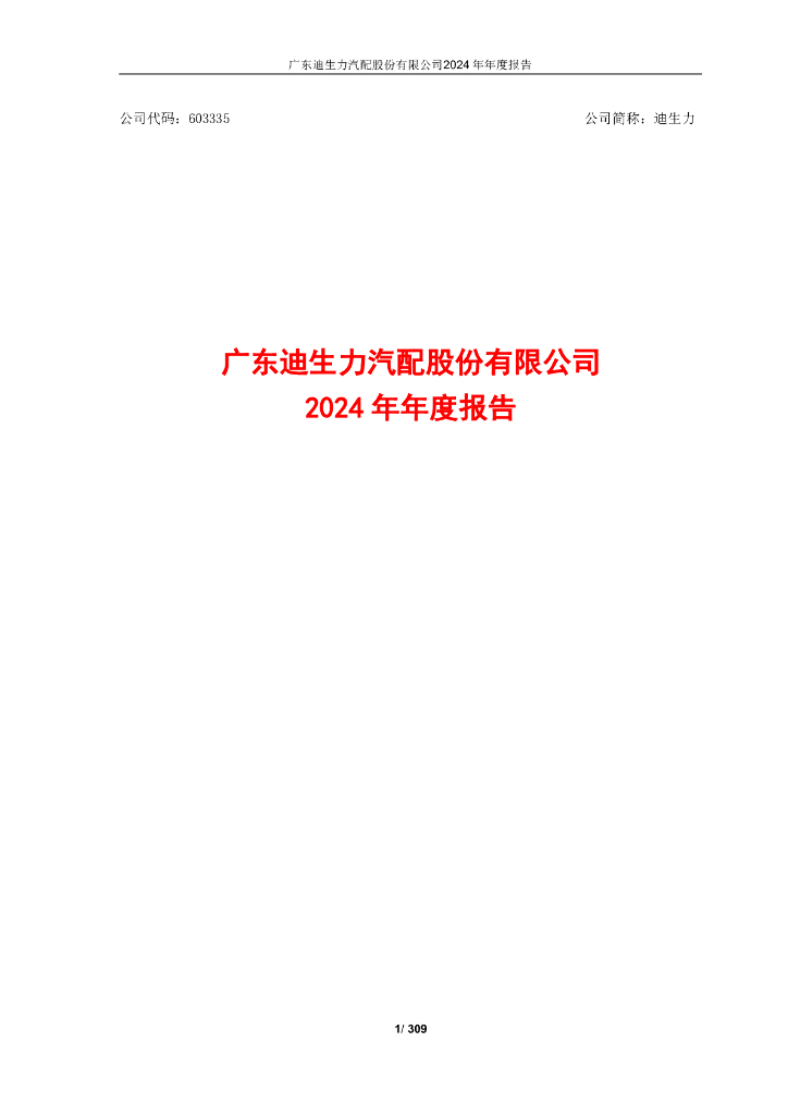 603335-迪生力：迪生力2024年年度报告