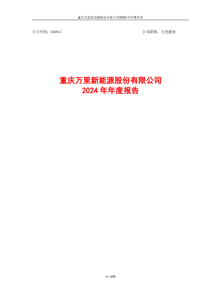 600847-万里股份：万里股份2024年年度报告