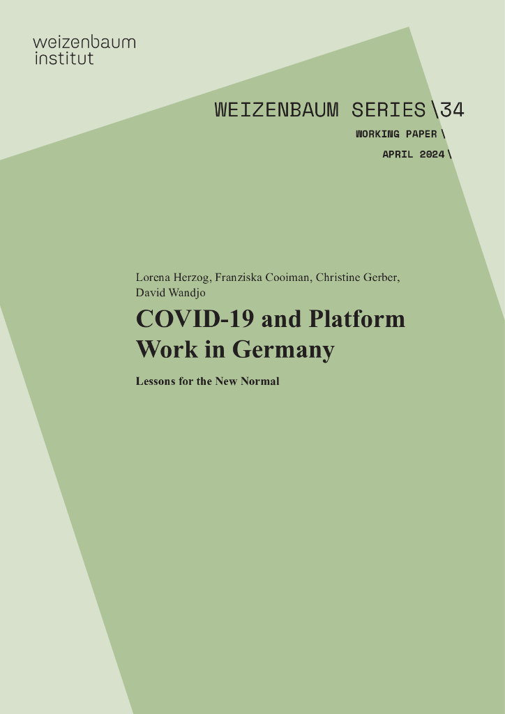 Weizenbaum Institute：德国的COVID-19和平台工作（英文版）