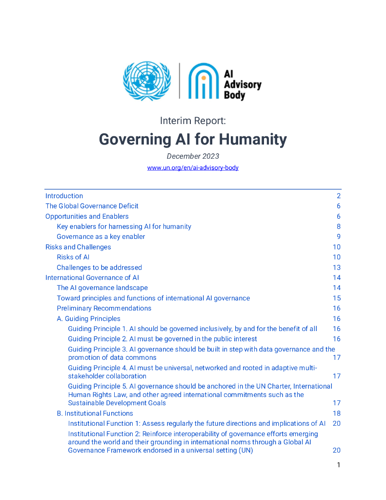联合国人工智能咨询机构：2023年以人为本的人工智能治理研究报告（英文版）