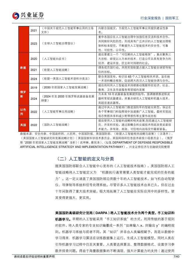 兴业证券：军事人工智能行业研究报告：技术奇点驱动应用加速智能化重塑现代战争形态_第7页