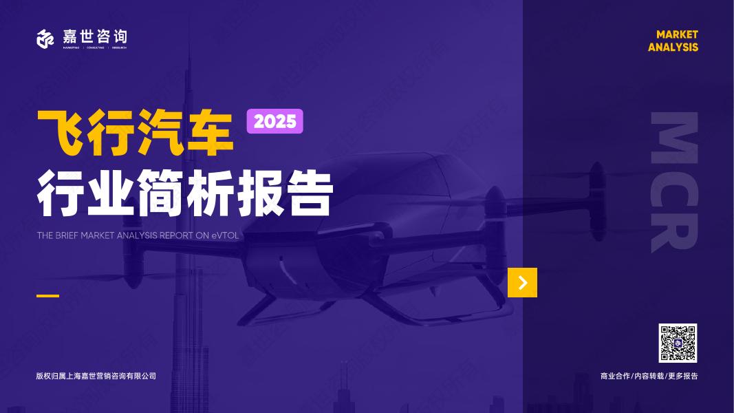 嘉世咨询：2025年飞行汽车行业报告海报