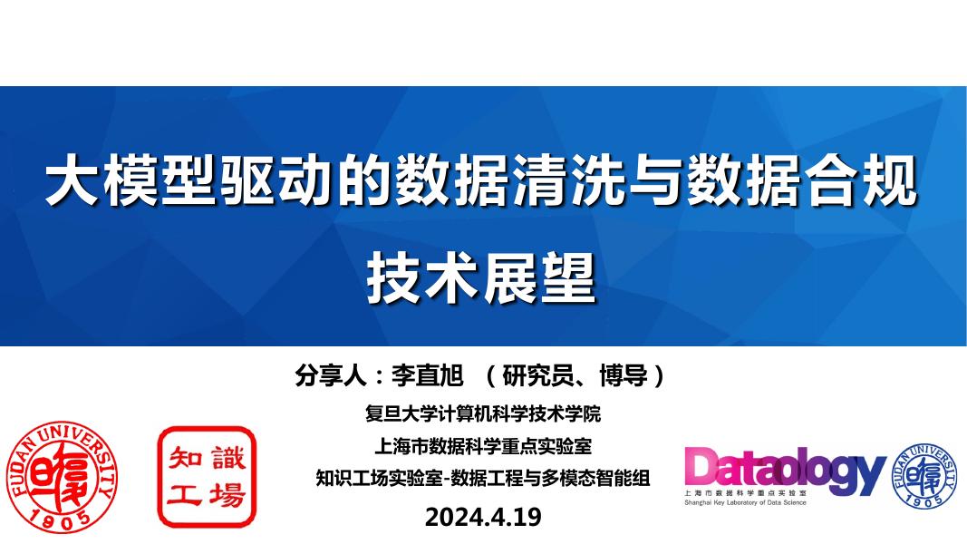 李直旭：大模型驱动的数据清洗与数据合规技术展望