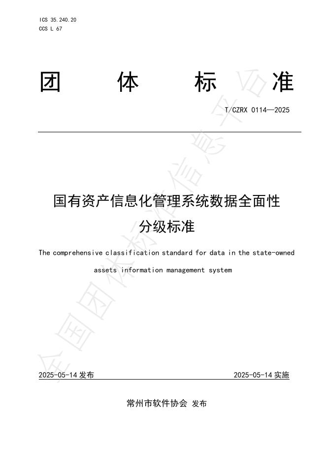 T/CZRX 0114-2025 国有资产信息化管理系统数据全面性分级标准