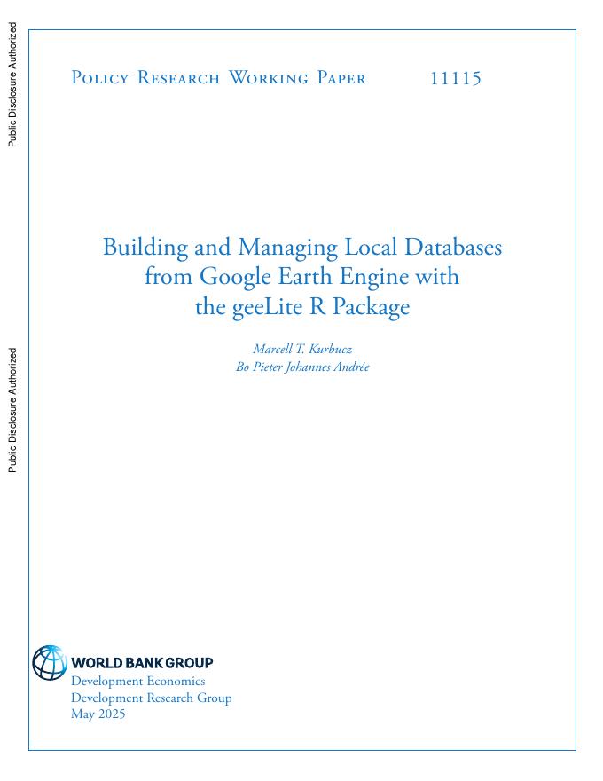 世界银行：使用geeLite R包从Google Earth引擎构建和管理本地数据库（英文版）