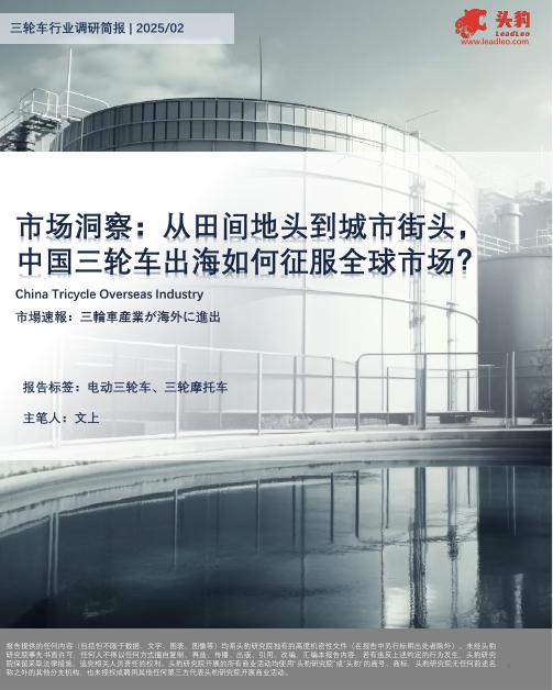 头豹研究院：市场洞察：从田间地头到城市街头，中国三轮车出海如何征服全球市场？海报