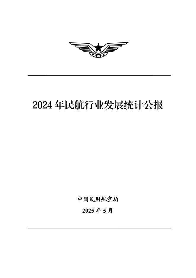 中国民航局：2024年民航行业发展统计公报海报