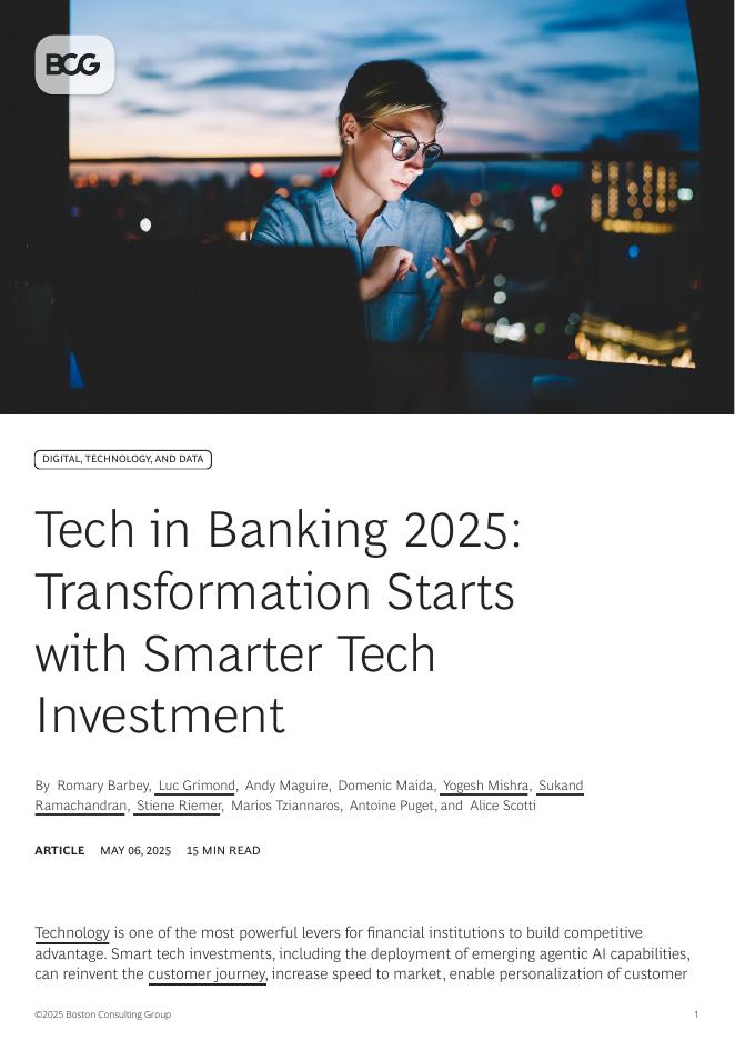 BCG波士顿咨询：2025年智能技术投资赋能银行业转型研究报告（英文版）海报