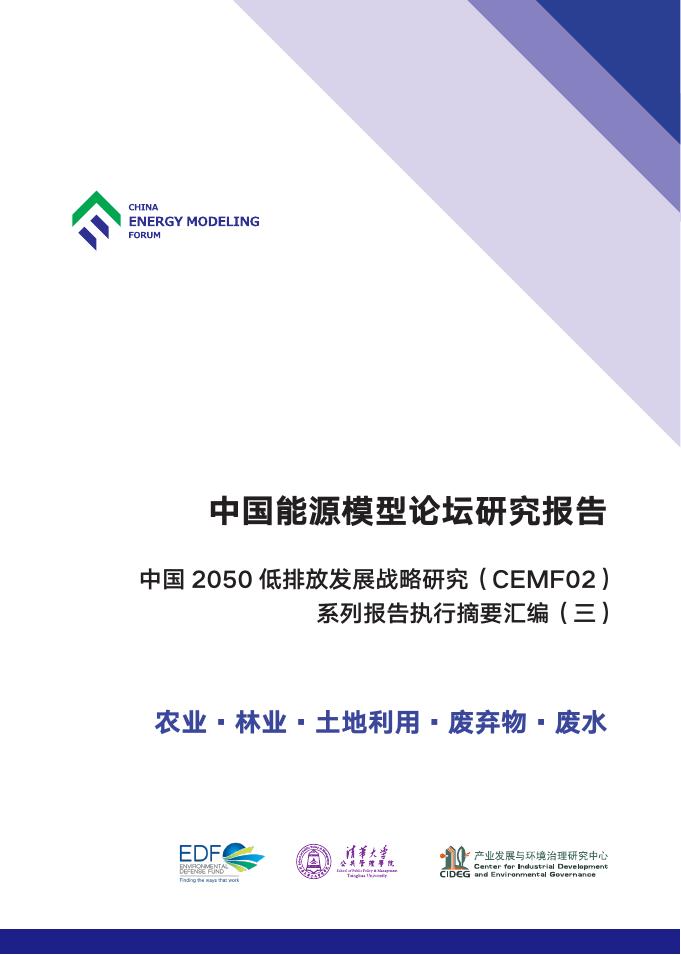 CEMF中国能源模型论坛：2019年中国能源模型论坛研究报告-农业 林业 土地利用 废弃物 废水