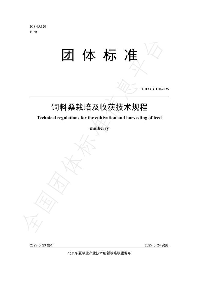 T/HXCY 110-2025 饲料桑栽培及收获技术规程