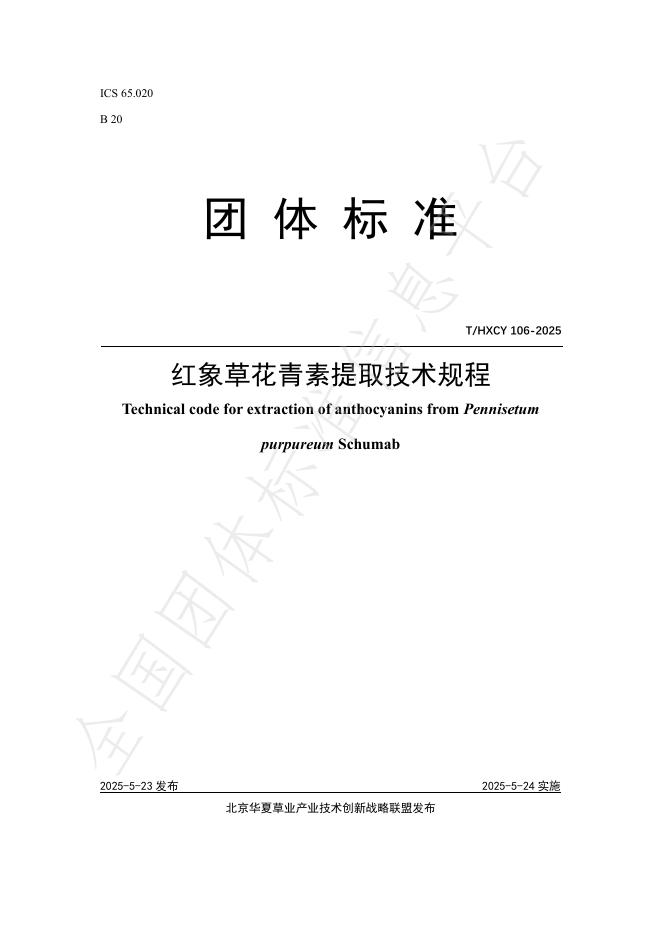 T/HXCY 106-2025 红象草花青素提取技术规程