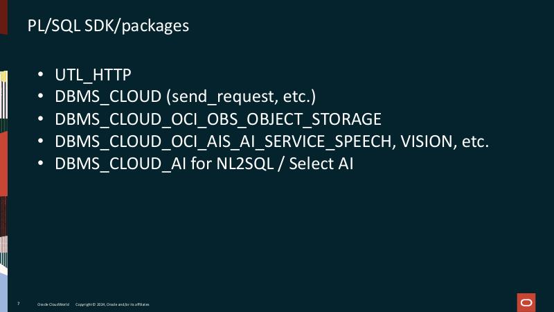 ORACLE：使用Oracle数据库和AI开发：向量、NLP SQL、RAG、GenAI、视觉、语音（英文版）_第7页