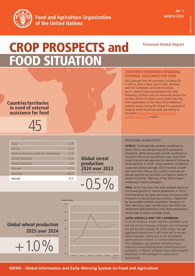 FAO联合国粮农组织：2025年4月三角作物前景和粮食状况全球报告（英文版）海报