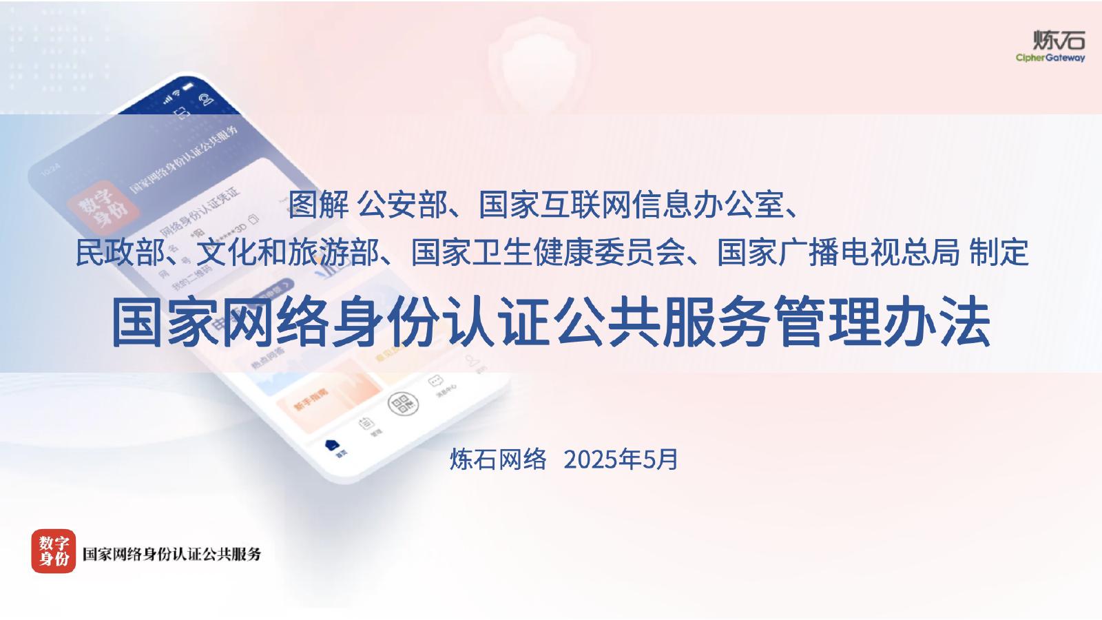 炼石网络：2025年政策图解六部门国家网络身份认证公共服务管理办法V1.0海报