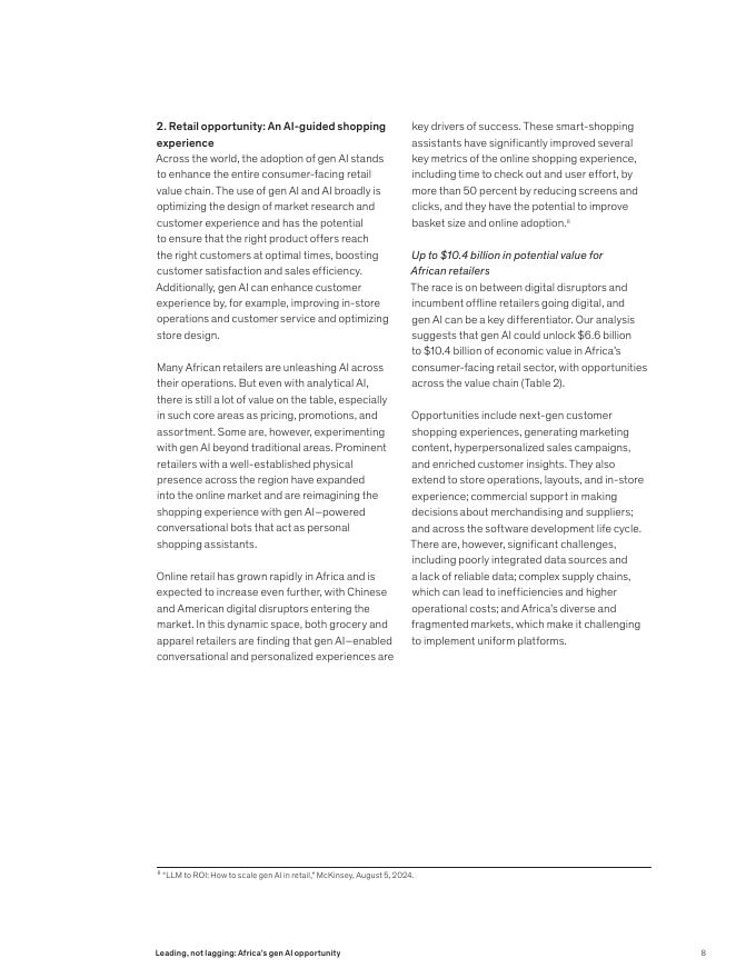 麦肯锡：2025年领先而非滞后：非洲生成式人工智能机遇与潜力研究报告（英文版）_第8页