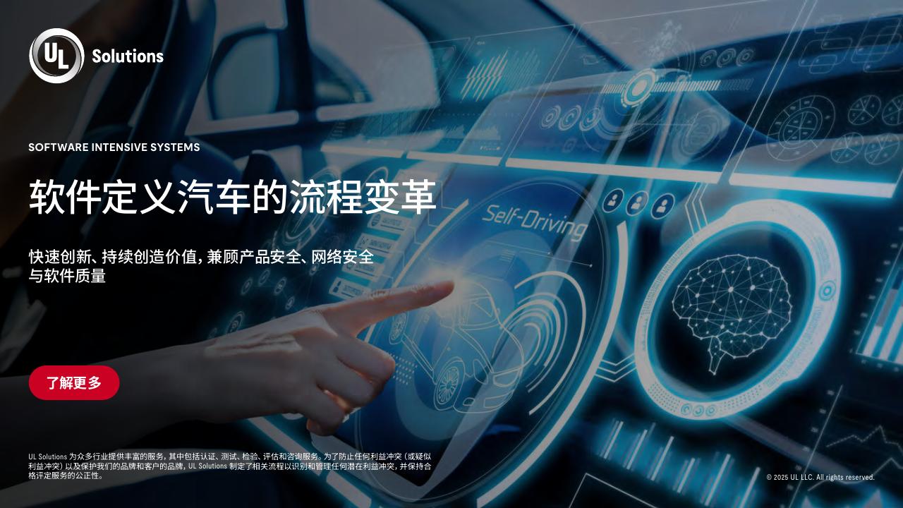 UL Solutions：2025年软件定义汽车的流程变革白皮书海报
