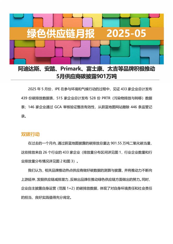 IPE公众环境研究中心：绿色供应链月报-2025年5月海报