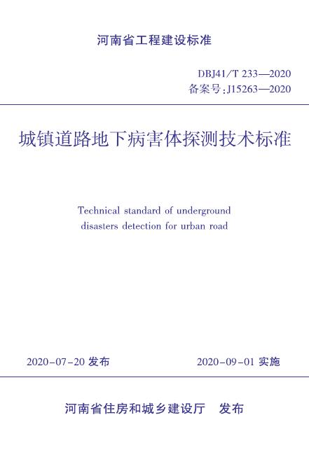 DBJ41/T 233-2020 城镇道路地下病害体探测技术标准 河南省工程建设标准（住建厅版）