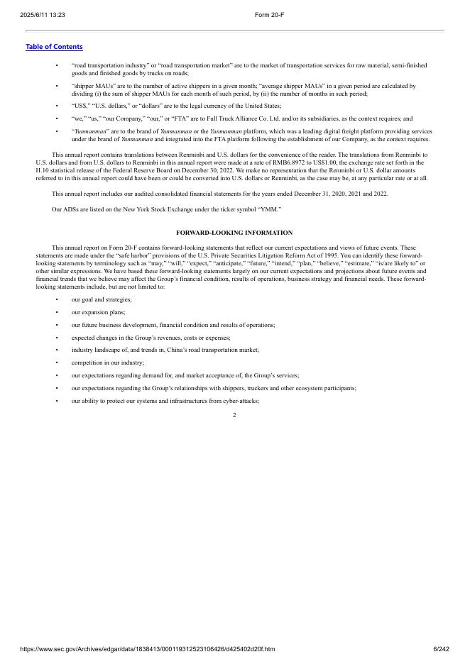 满帮集团（YMM）2022年20-F年度报告（英文版）_第6页