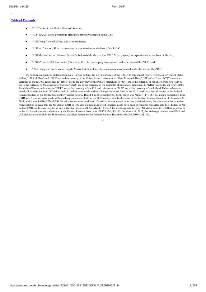 日月光控股ASE Technology Holding Co., Ltd.（ASX）2021年20-F年度报告（英文版）_第8页