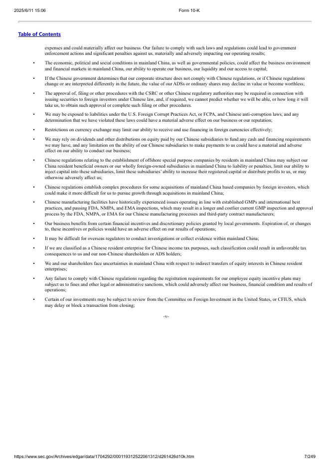 再鼎医药Zai Lab Limited（ZLAB）2021年20-F年度报告（英文版）_第7页