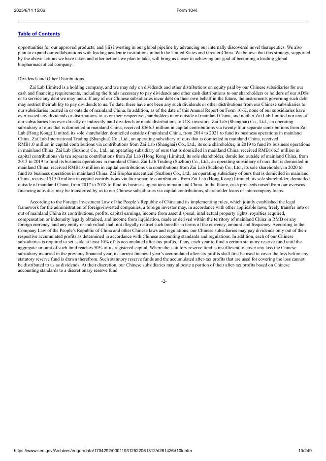 再鼎医药Zai Lab Limited（ZLAB）2021年20-F年度报告（英文版）_第10页