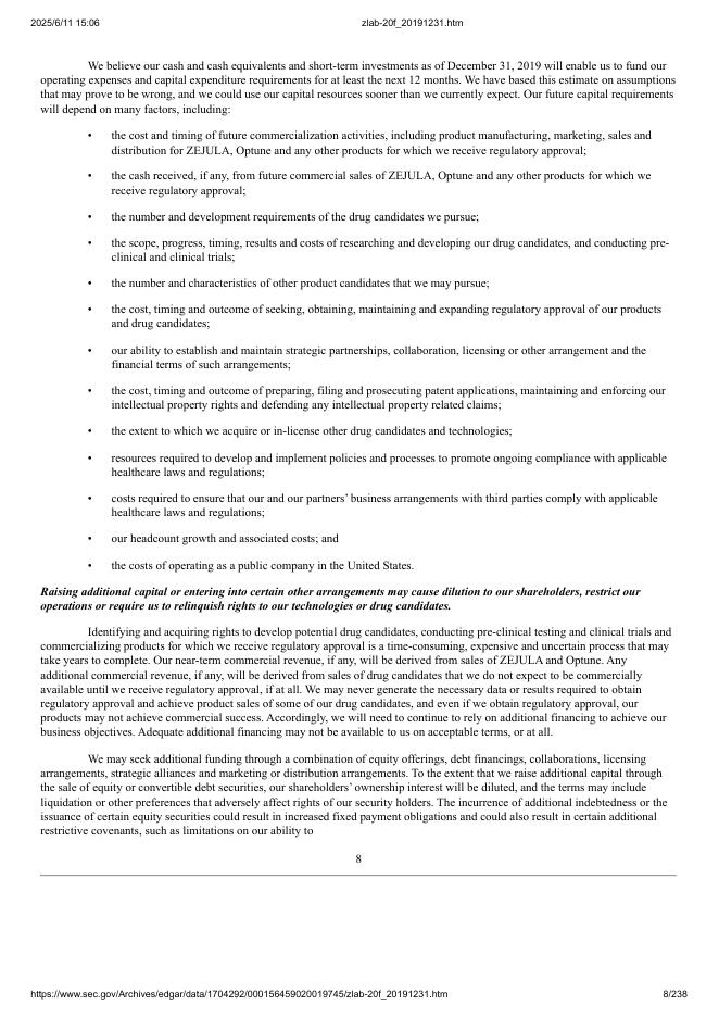 再鼎医药Zai Lab Limited（ZLAB）2019年20-F年度报告（英文版）_第8页