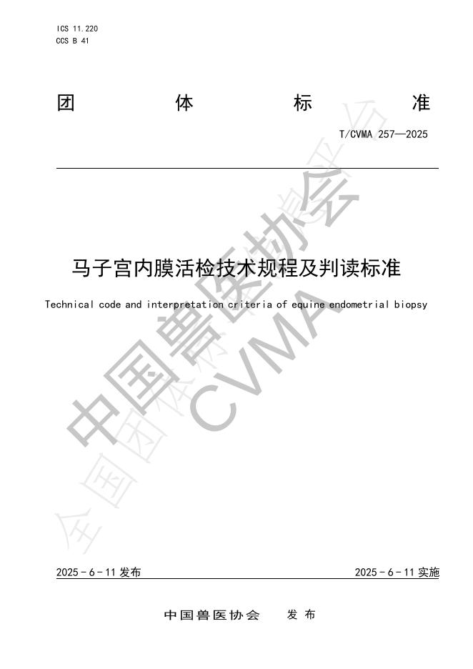 T/CVMA 257-2025 马子宫内膜活检技术规程及判读标准