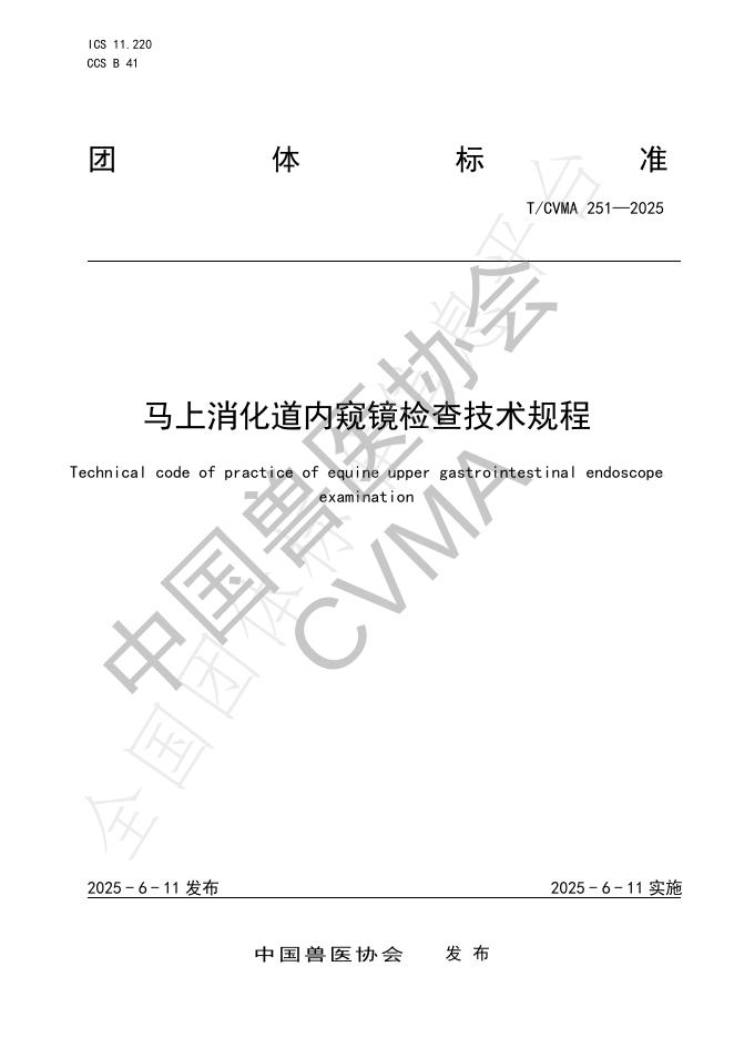 T/CVMA 251-2025 马上消化道内窥镜检查技术规程
