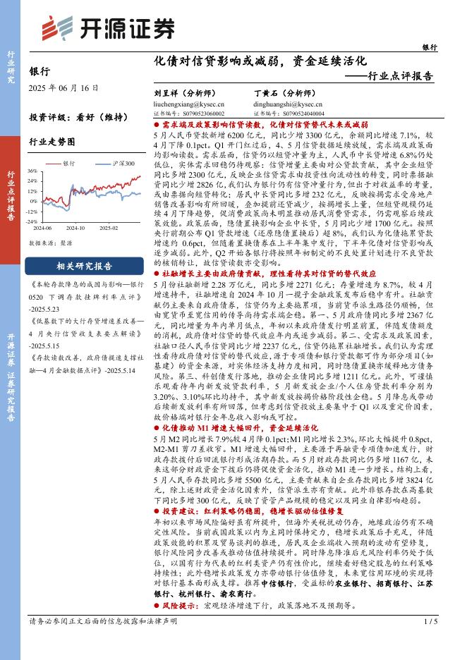 开源证券：银行行业点评报告：化债对信贷影响或减弱，资金延续活化海报
