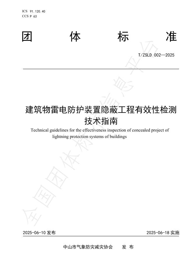 T/ZSLD 002-2025 建筑物雷电防护装置隐蔽工程有效性检测技术指南