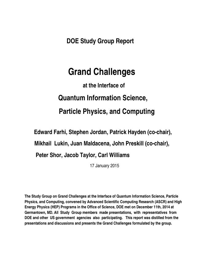 美国能源部（DOE）：2015年量子信息科学、粒子物理学和计算学交界处的重大挑战研究报告（英文版）海报
