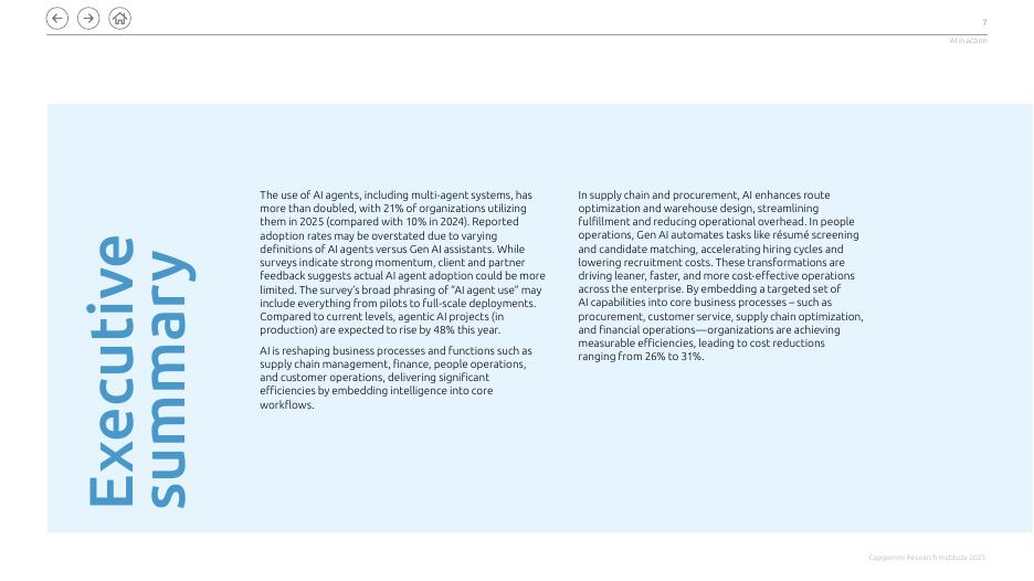 凯捷Capgemini：2025年人工智能实践：生成式AI与代理型AI重新定义业务运营报告（英文版）_第7页