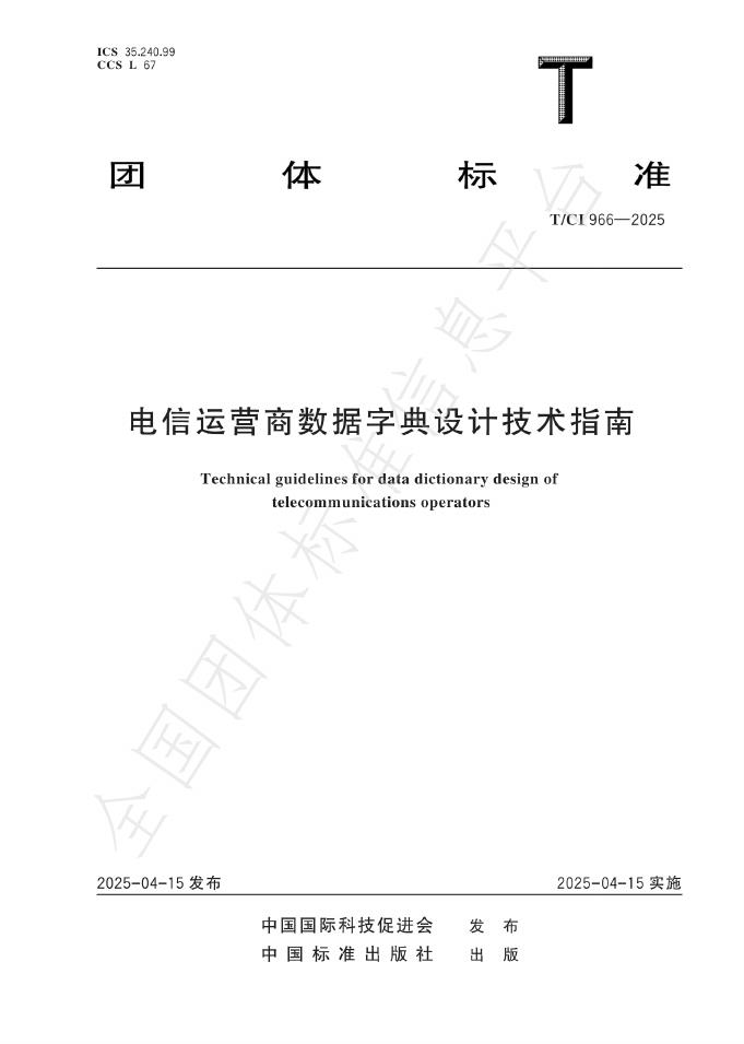 T/CI 966-2025 电信运营商数据字典设计技术指南