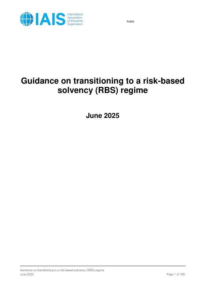 国际保险监督官协会（IAIS）：2025年向基于风险的偿付能力制度过渡的指导原则报告（英文版）海报