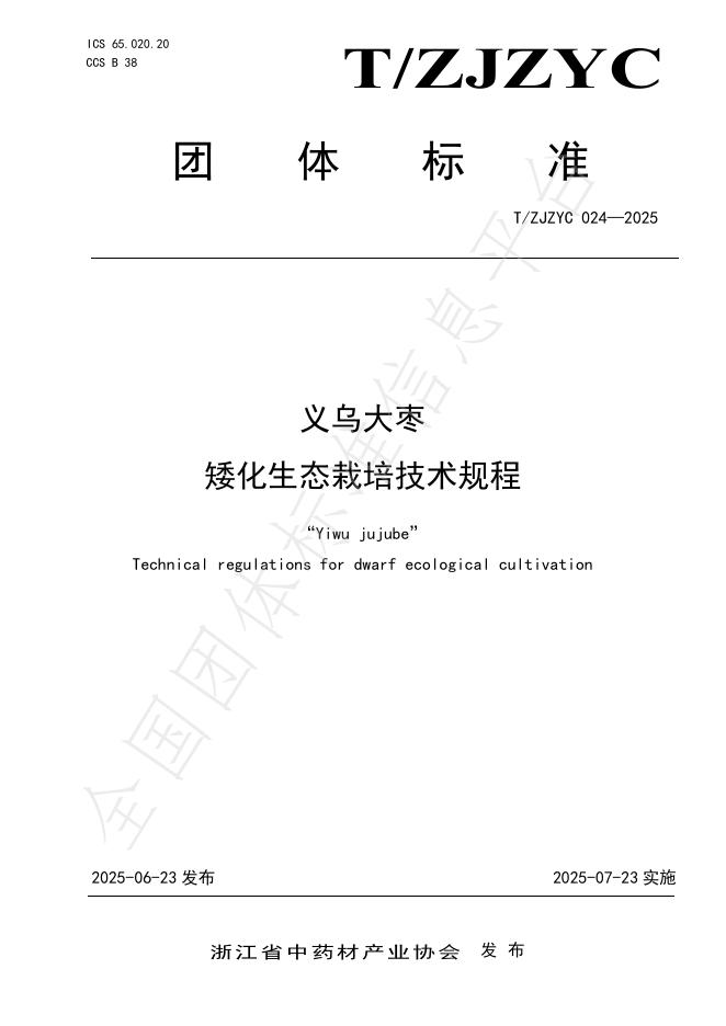 T/ZJZYC 024-2025 义乌大枣 矮化生态栽培技术规程
