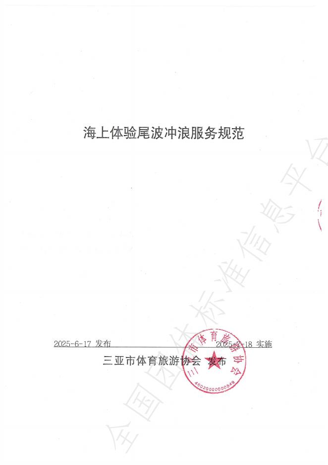 T/HNSSTA 004-2025 海上体验尾波冲浪服务规范