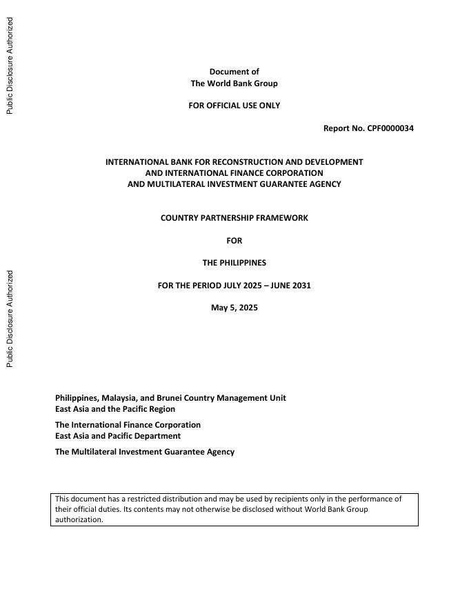 世界银行：2025-2031财年菲律宾国家伙伴关系框架报告（英文版）