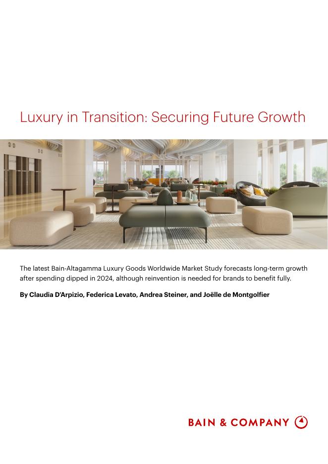 贝恩：2025年奢侈品行业转型期增长策略研究报告（英文版）海报