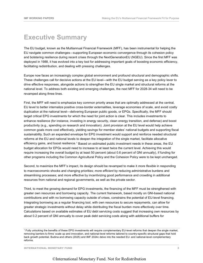 国际货币基金组织：使欧盟的多年期金融框架符合目的（英文版）