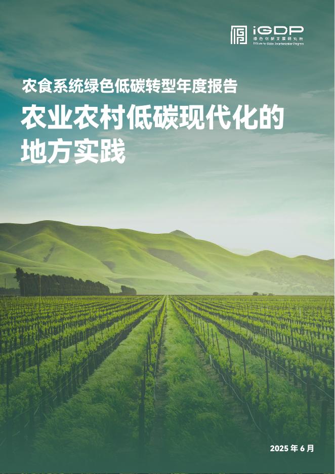 绿色创新发展研究院（iGDP）：2025年农食系统绿色低碳转型年度报告-农业农村低碳现代化的地方实践海报