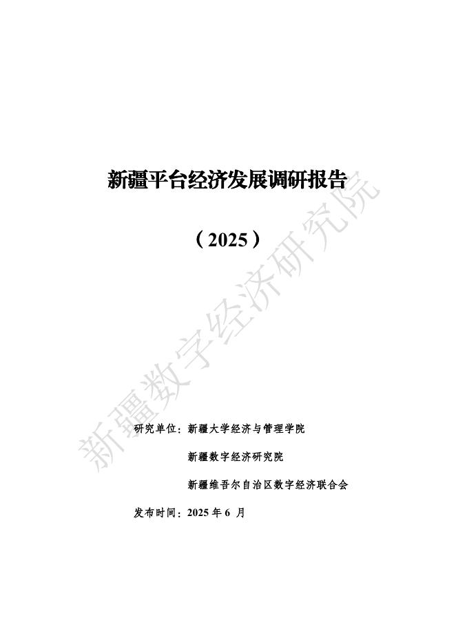 新疆数字经济研究院：新疆平台经济发展调研报告（2025）