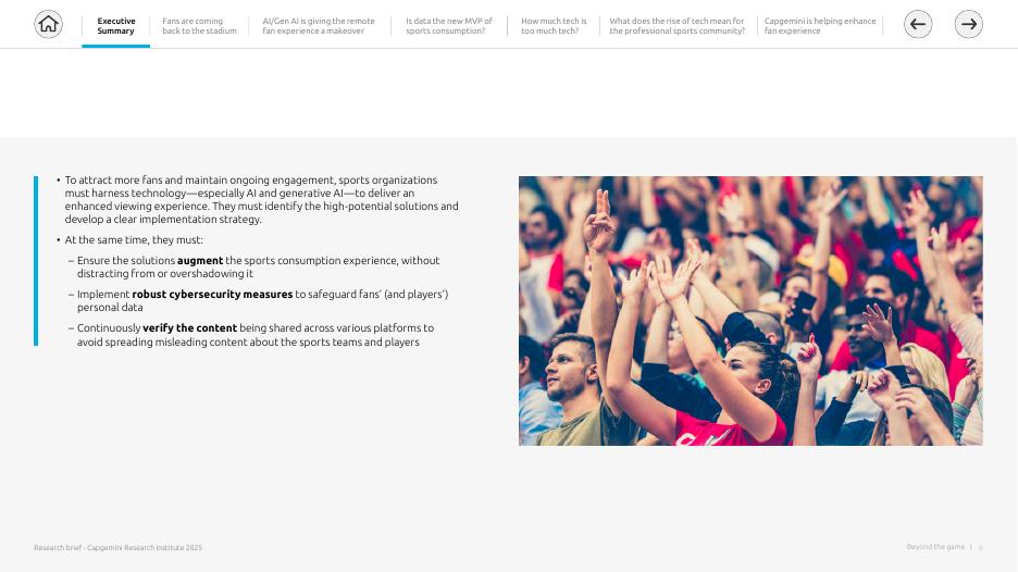 凯捷Capgemini：2025年放眼比赛之外：人工智能赋能体育参与新时代研究报告（英文版）_第6页