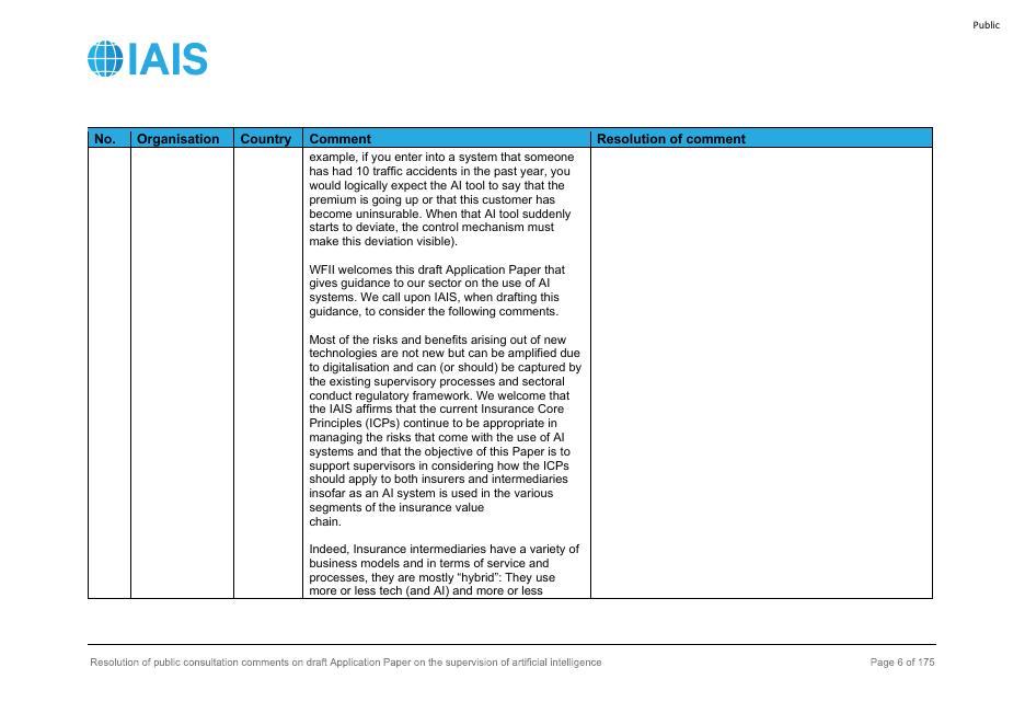 国际保险监督官协会（IAIS）：2025年人工智能监管草案公众咨询意见的解决情况报告（英文版）_第6页