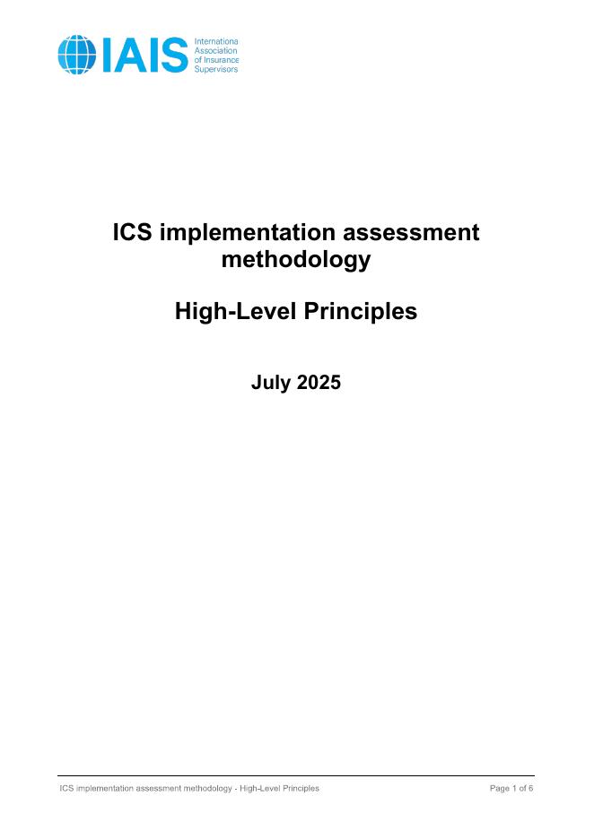 国际保险监督官协会（IAIS）：2025年ICS实施评估方法论-高层原则报告（英文版）海报