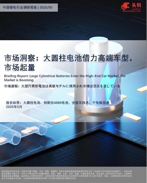 头豹研究院：市场洞察：大圆柱电池借力高端车型，市场起量海报