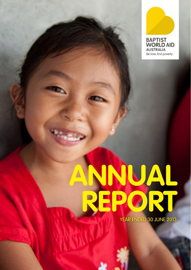 浸信会世界援助（Baptist World Aid）：2013年年度报告（英文版）
